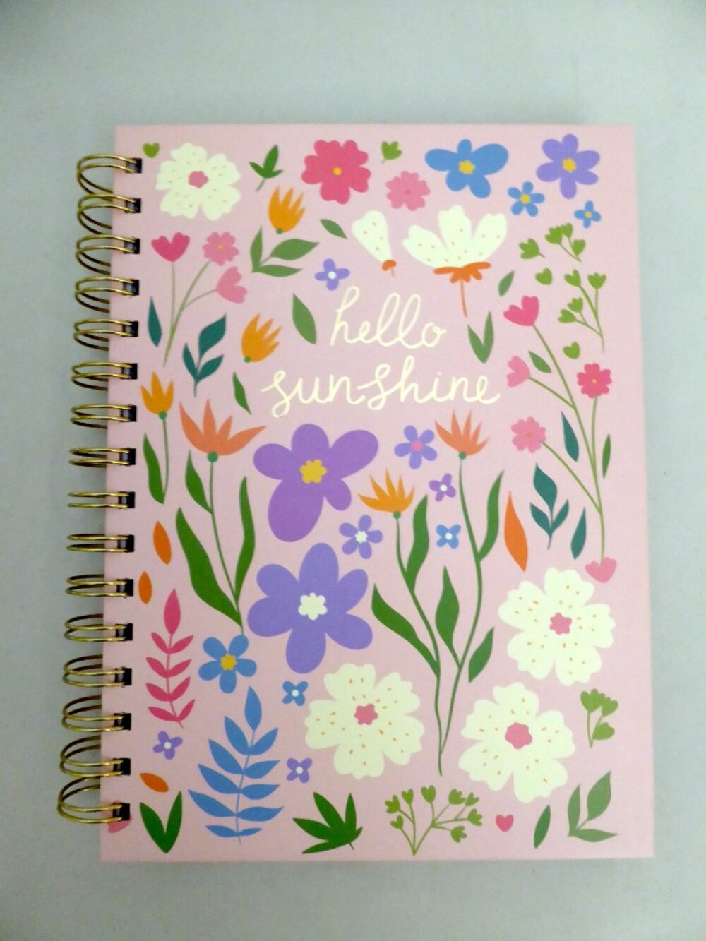NEW 8.5” x 6” HELLO SUNSHINE FLORAL SPIRAL BOND HARD COVER RULED NOTEBOOK